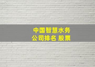 中国智慧水务公司排名 股票